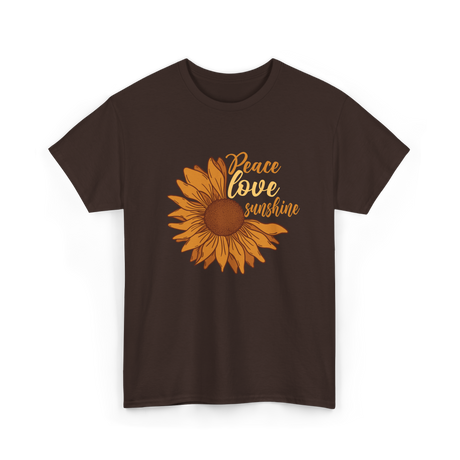 Peace Love Sunshine Sunflower T-Shirt - Dark Chocolate