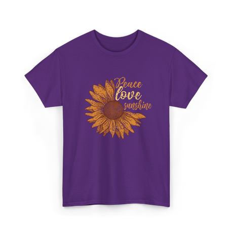 Peace Love Sunshine Sunflower T-Shirt - Purple