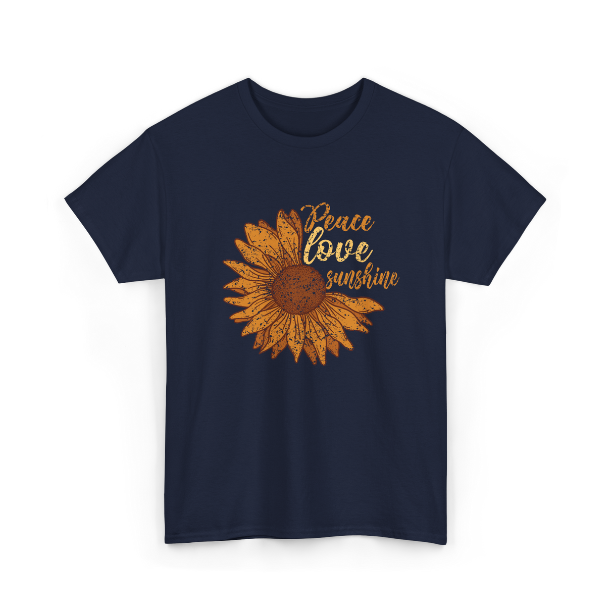 Peace Love Sunshine Sunflower T-Shirt - Navy