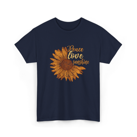 Peace Love Sunshine Sunflower T-Shirt - Navy