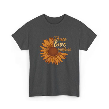 Peace Love Sunshine Sunflower T-Shirt - Dark Heather