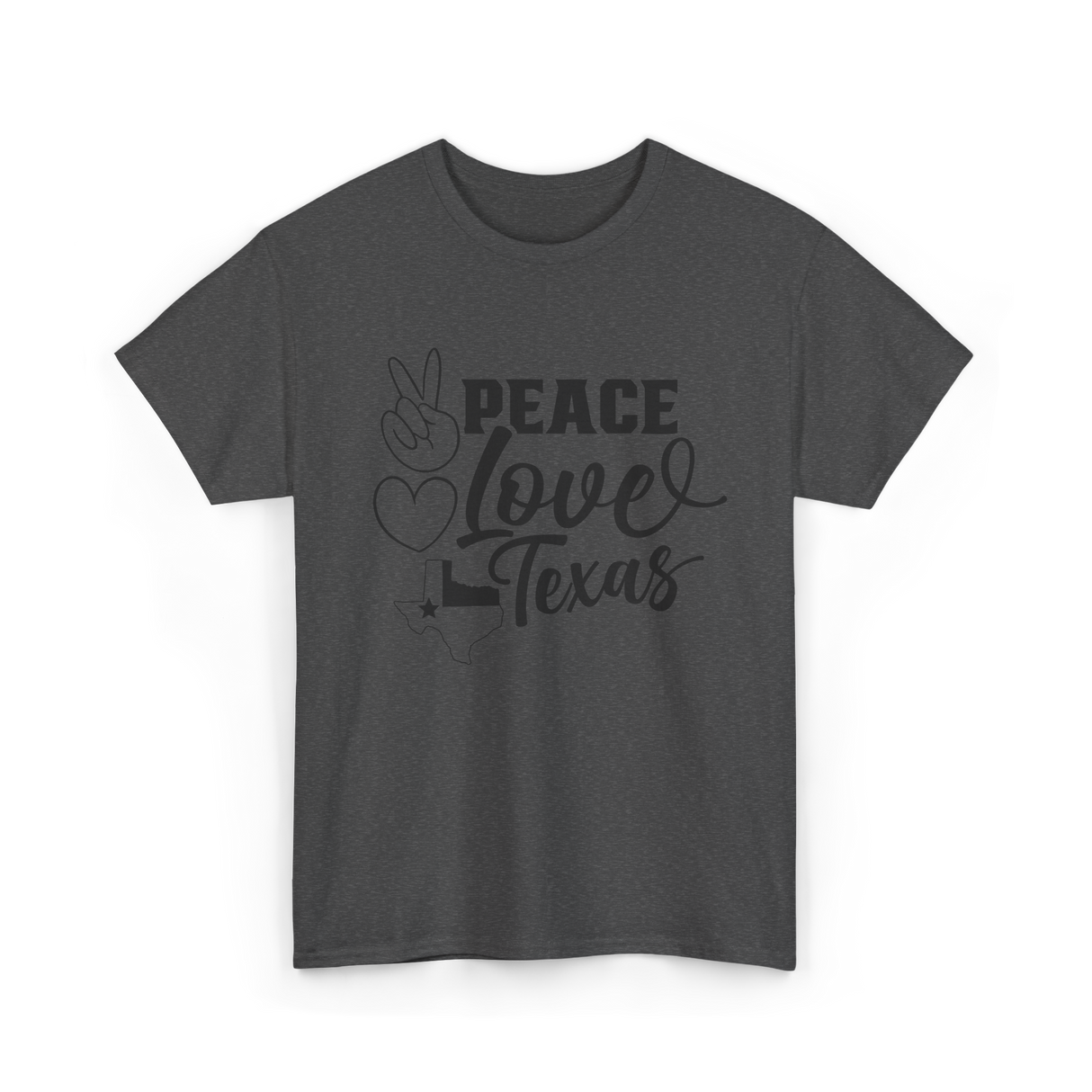 Peace Love Texas Texan State T-Shirt - Dark Heather