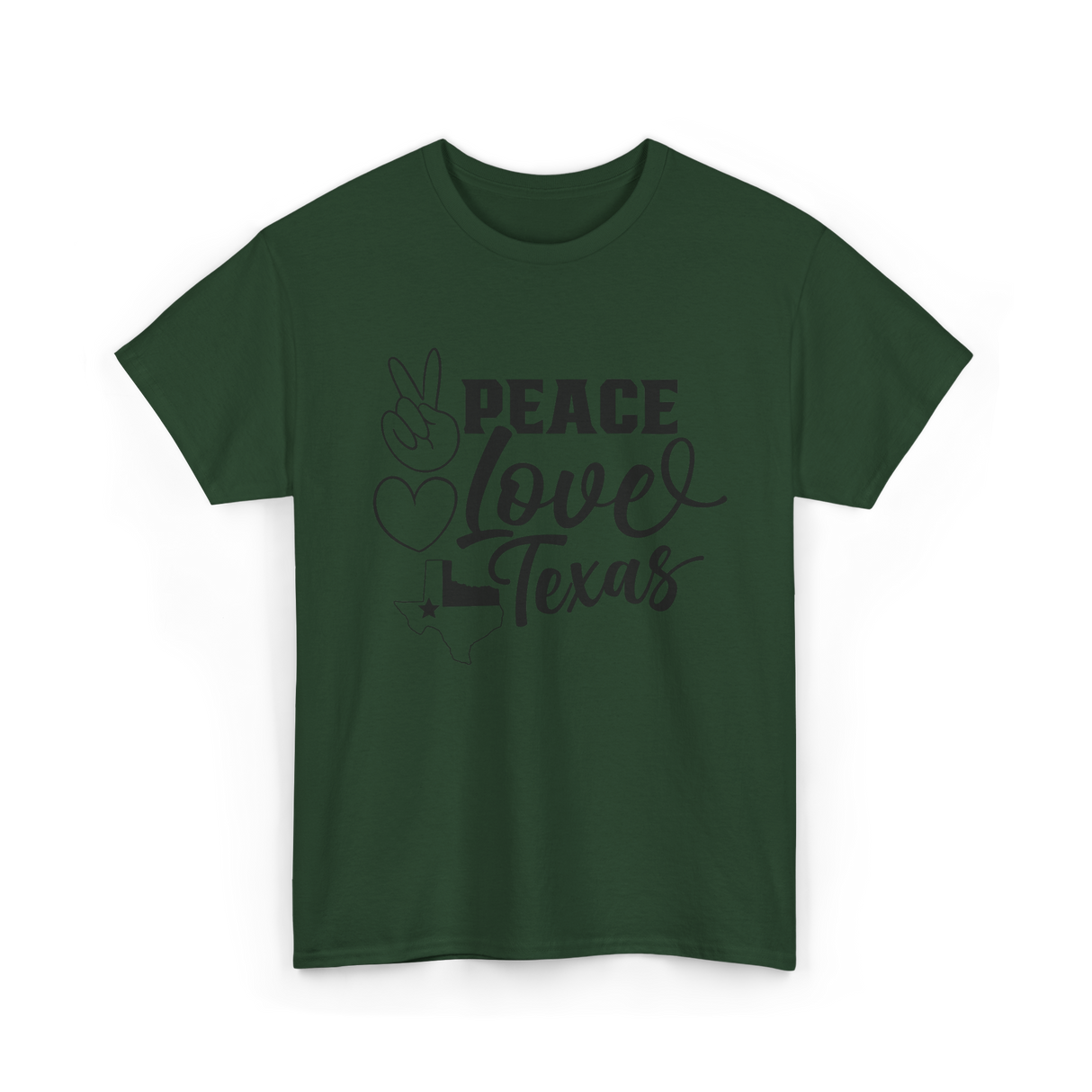 Peace Love Texas Texan State T-Shirt - Forest Green