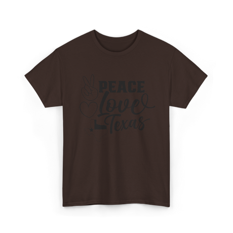 Peace Love Texas Texan State T-Shirt - Dark Chocolate