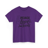 Peace Love Texas Texan State T-Shirt - Purple