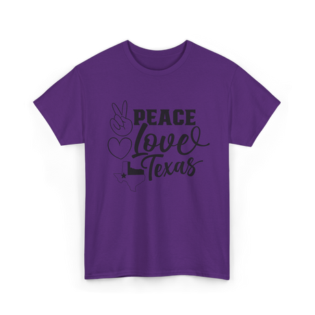 Peace Love Texas Texan State T-Shirt - Purple