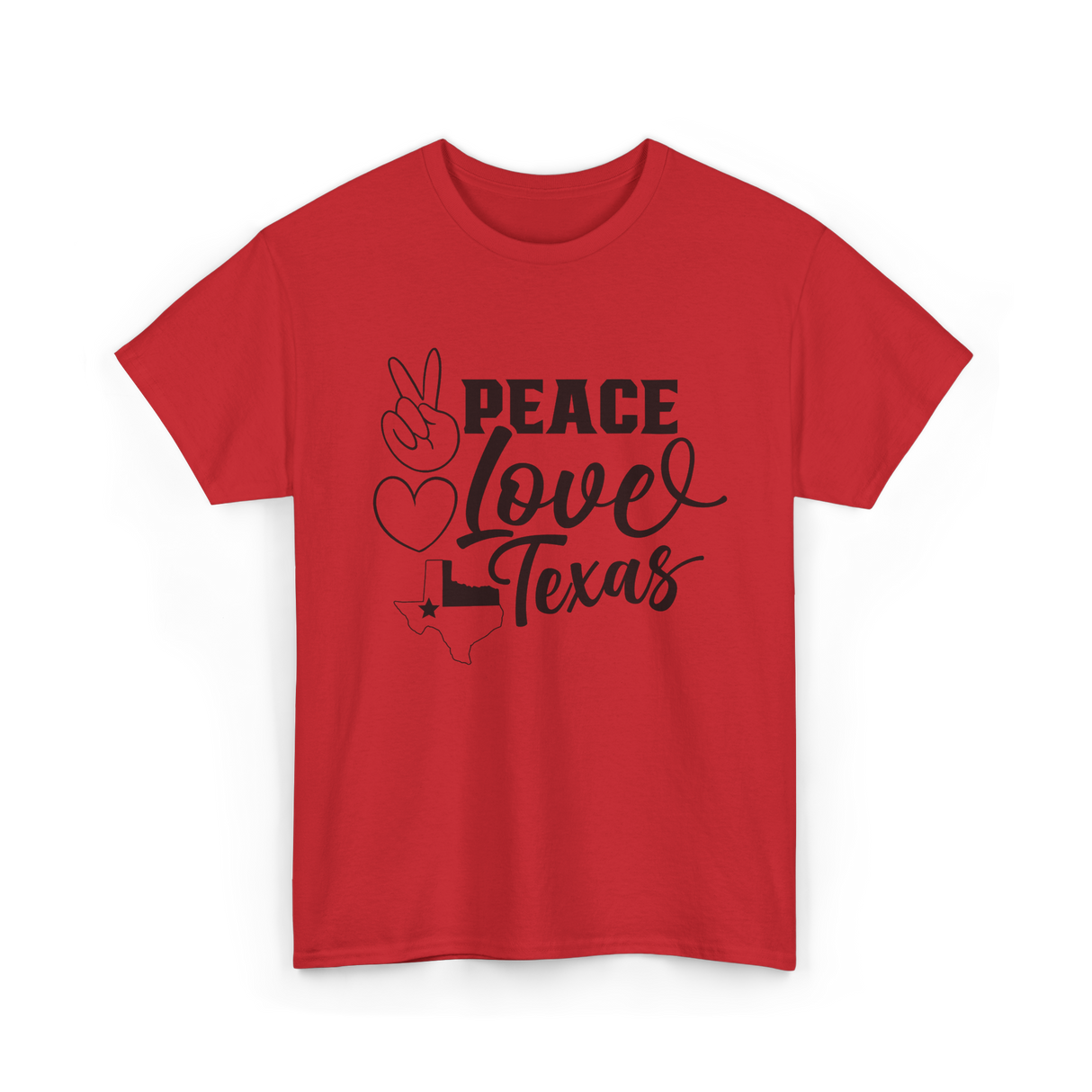 Peace Love Texas Texan State T-Shirt - Red