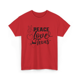 Peace Love Texas Texan State T-Shirt - Red