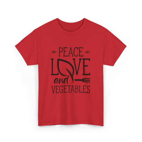 Peace Love Vegetables Vegetarian T-Shirt - Red