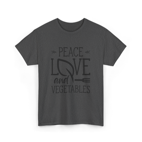 Peace Love Vegetables Vegetarian T-Shirt - Dark Heather