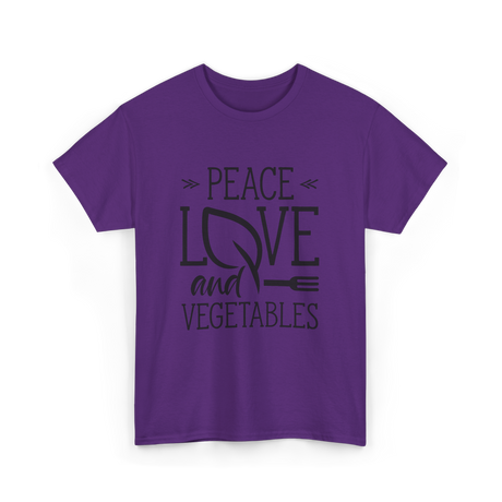 Peace Love Vegetables Vegetarian T-Shirt - Purple