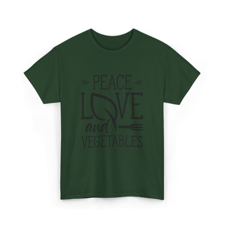 Peace Love Vegetables Vegetarian T-Shirt - Forest Green