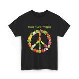 Peace Love Veggies Vegan T-Shirt - Black