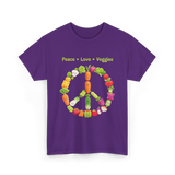 Peace Love Veggies Vegan T-Shirt - Purple