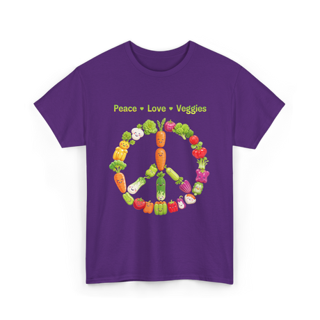 Peace Love Veggies Vegan T-Shirt - Purple