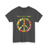 Peace Love Veggies Vegan T-Shirt - Dark Heather