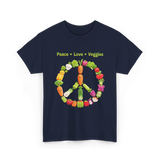 Peace Love Veggies Vegan T-Shirt - Navy