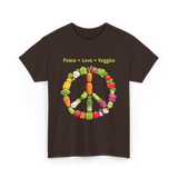 Peace Love Veggies Vegan T-Shirt - Dark Chocolate