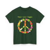 Peace Love Veggies Vegan T-Shirt - Forest Green