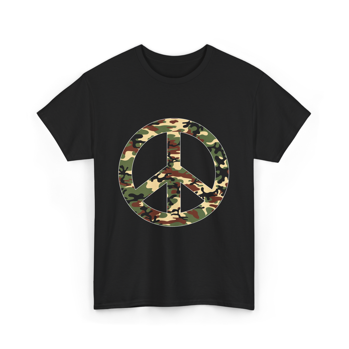 Peace Sign Camouflage Military T-Shirt - Black