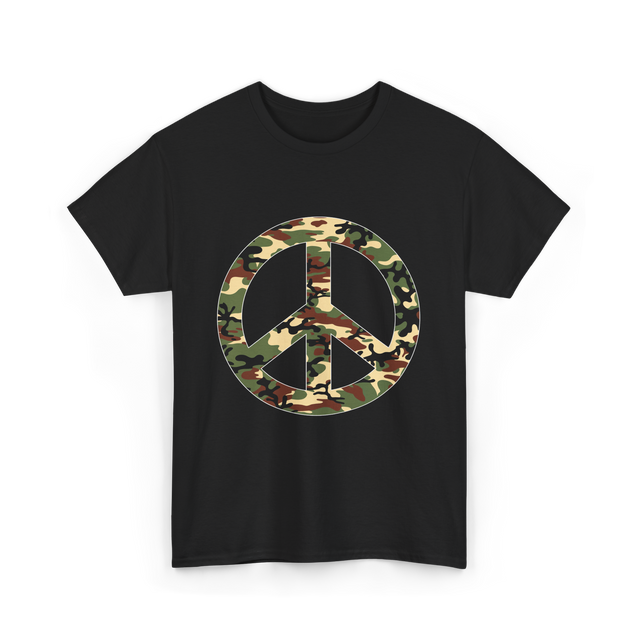 Peace Sign Camouflage Military T-Shirt - Black