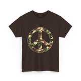 Peace Sign Camouflage Military T-Shirt - Dark Chocolate