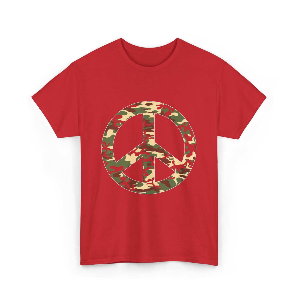 Peace Sign Camouflage Military T-Shirt - Red