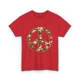 Peace Sign Camouflage Military T-Shirt - Red