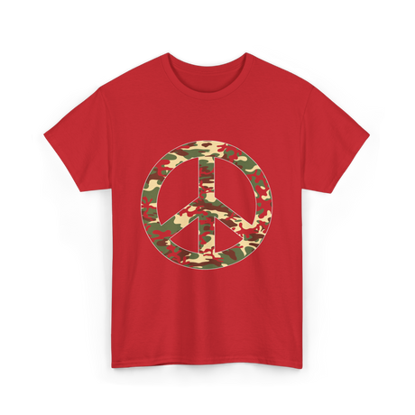 Peace Sign Camouflage Military T-Shirt - Red