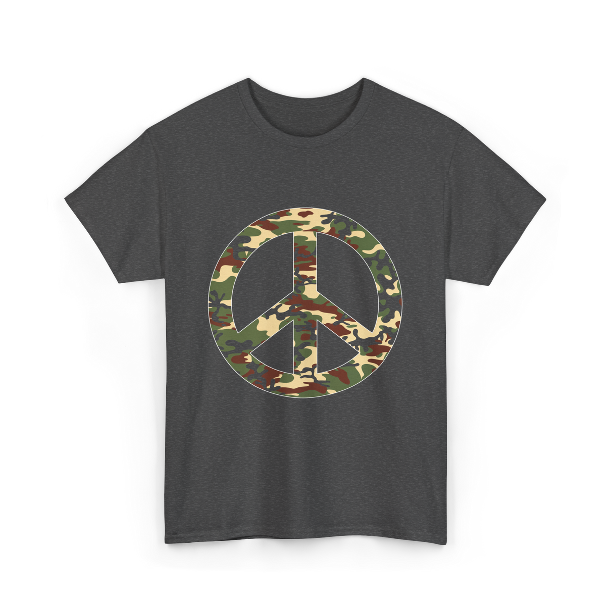 Peace Sign Camouflage Military T-Shirt - Dark Heather