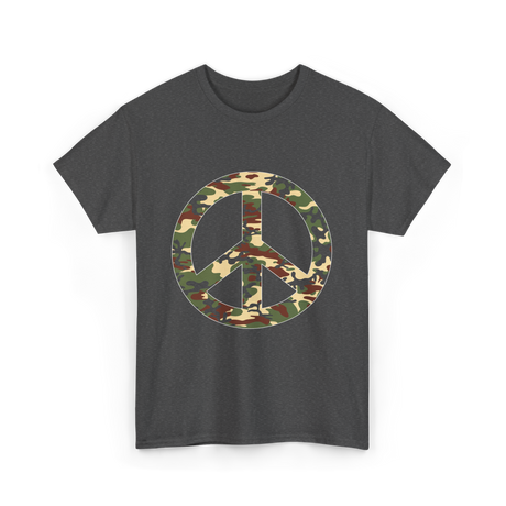 Peace Sign Camouflage Military T-Shirt - Dark Heather