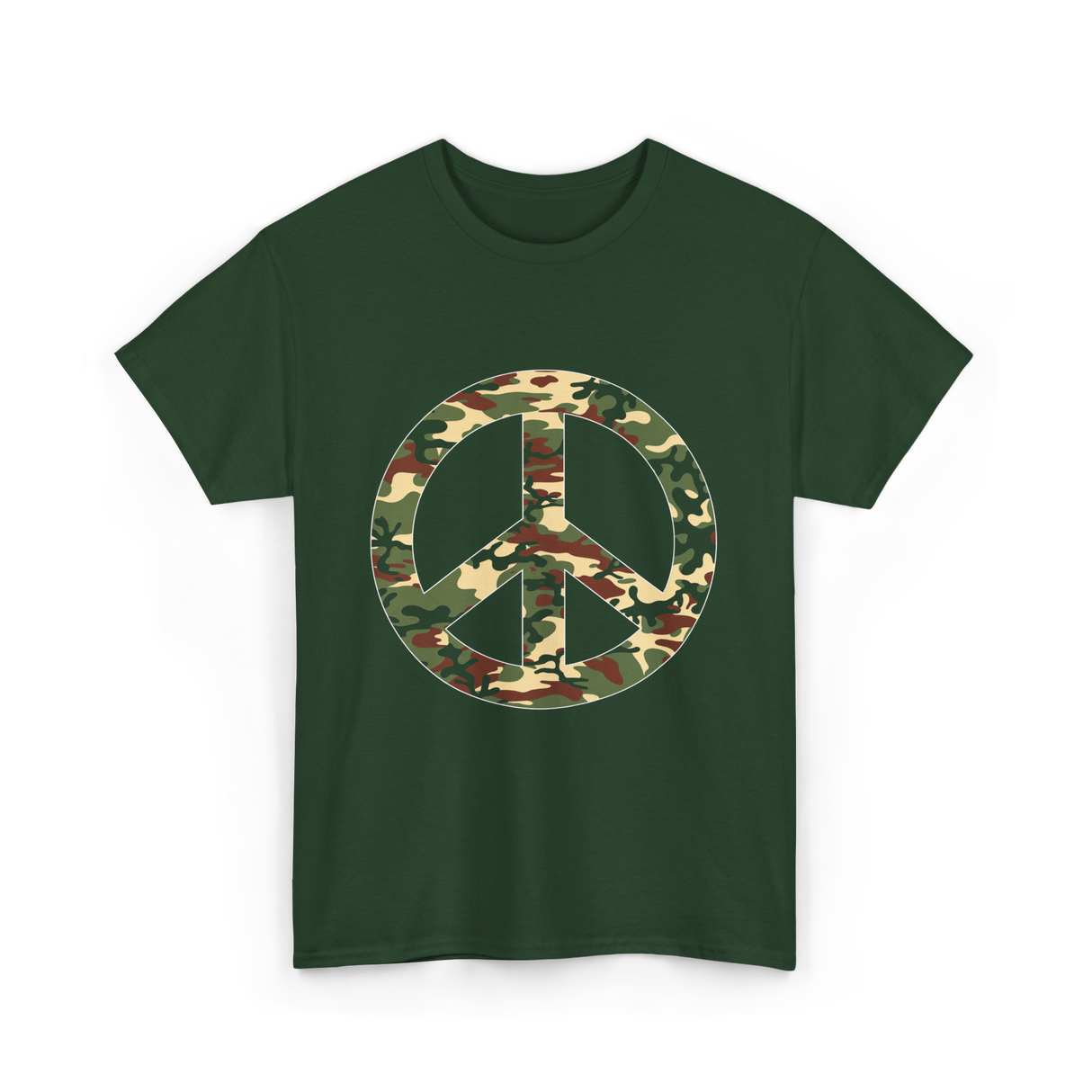 Peace Sign Camouflage Military T-Shirt - Forest Green