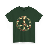 Peace Sign Camouflage Military T-Shirt - Forest Green