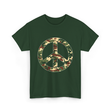 Peace Sign Camouflage Military T-Shirt - Forest Green