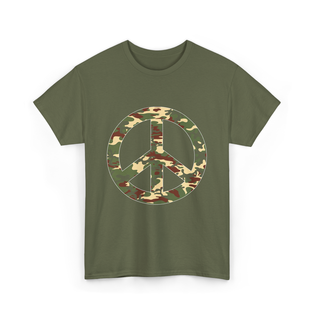 Peace Sign Camouflage Military T-Shirt - Military Green