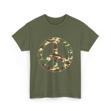 Peace Sign Camouflage Military T-Shirt - Military Green