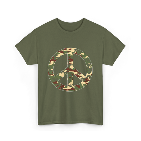 Peace Sign Camouflage Military T-Shirt - Military Green