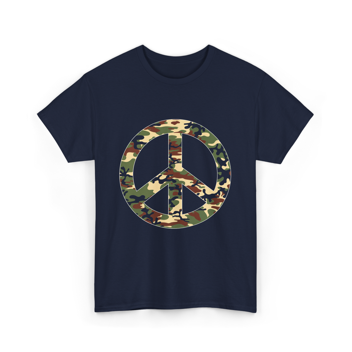 Peace Sign Camouflage Military T-Shirt - Navy