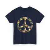 Peace Sign Camouflage Military T-Shirt - Navy