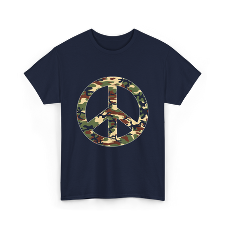 Peace Sign Camouflage Military T-Shirt - Navy