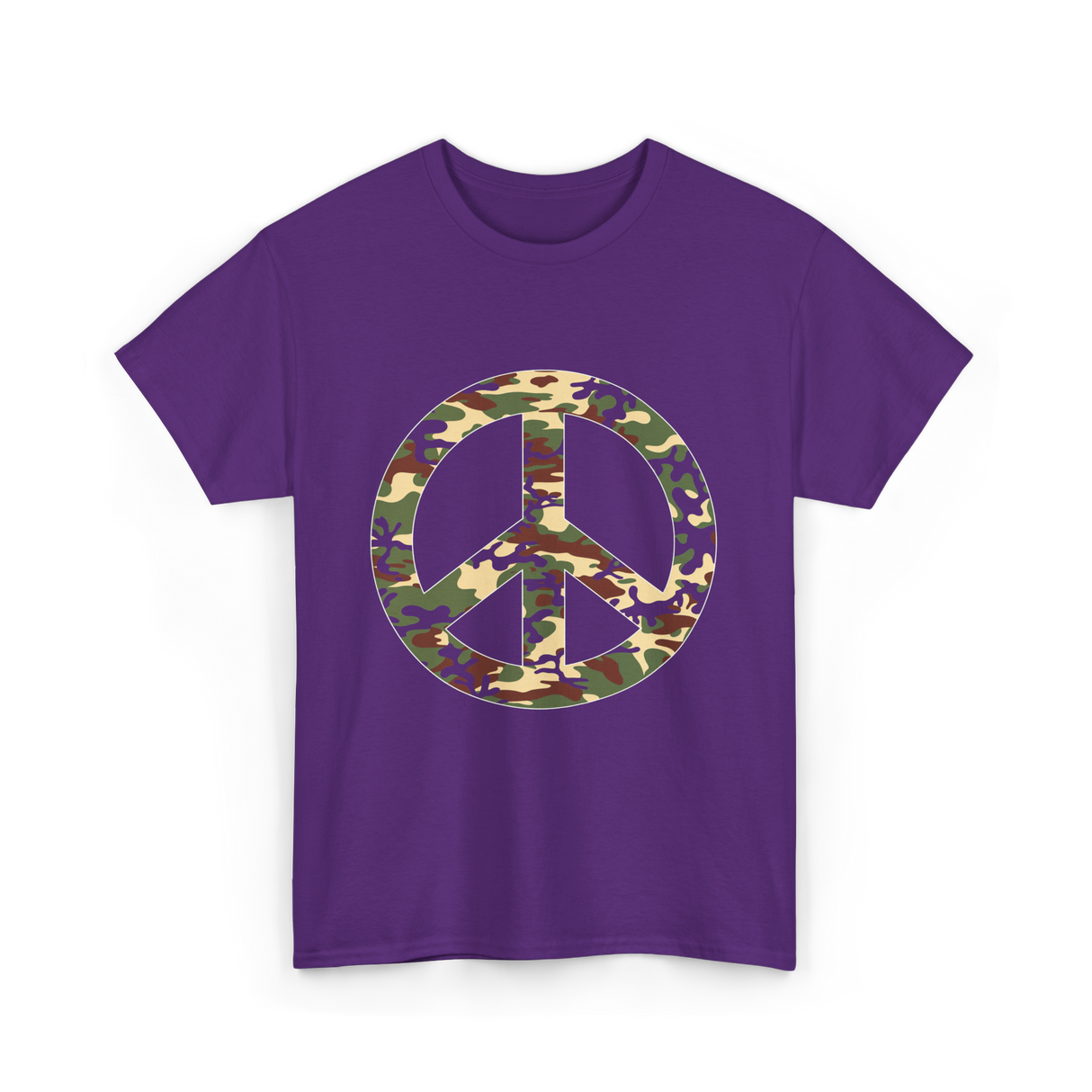 Peace Sign Camouflage Military T-Shirt - Purple