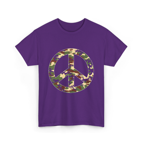 Peace Sign Camouflage Military T-Shirt - Purple