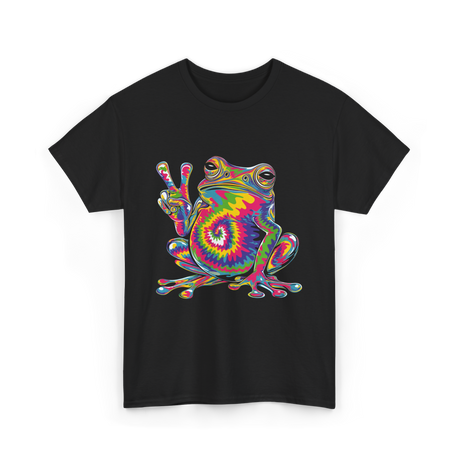 Peace Sign Frog Hippie T-Shirt - Black