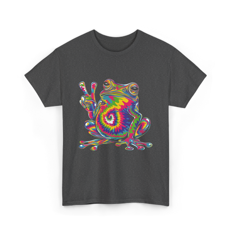 Peace Sign Frog Hippie T-Shirt - Dark Heather