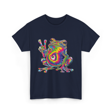 Peace Sign Frog Hippie T-Shirt - Navy