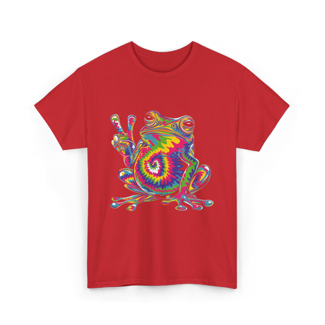 Peace Sign Frog Hippie T-Shirt - Red