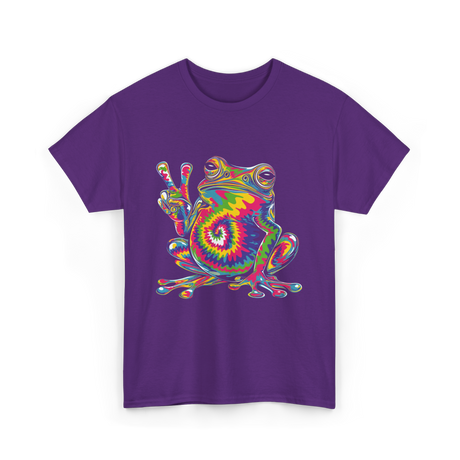 Peace Sign Frog Hippie T-Shirt - Purple