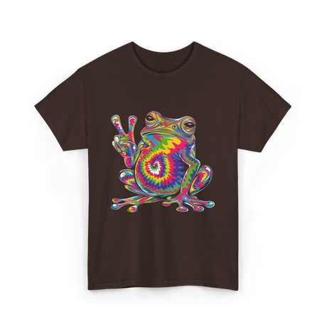 Peace Sign Frog Hippie T-Shirt - Dark Chocolate