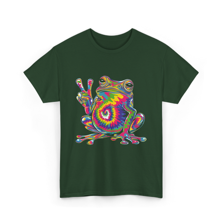 Peace Sign Frog Hippie T-Shirt - Forest Green