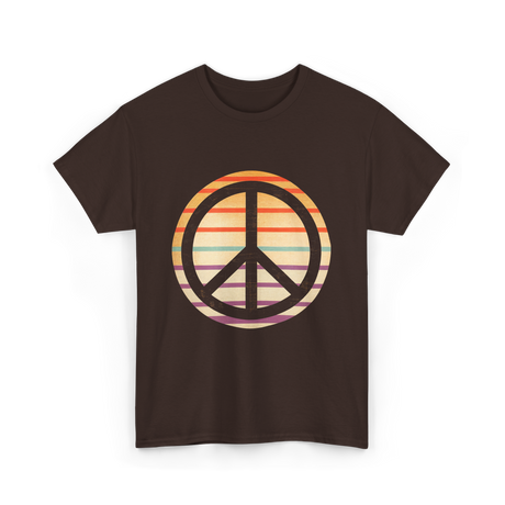 Peace Sign Retro Vibe T-Shirt - Dark Chocolate